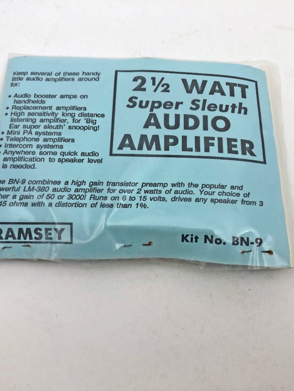 Ramsey 2-1/2 Watt Super Sleuth Audio Amplifier Kit No BN-9